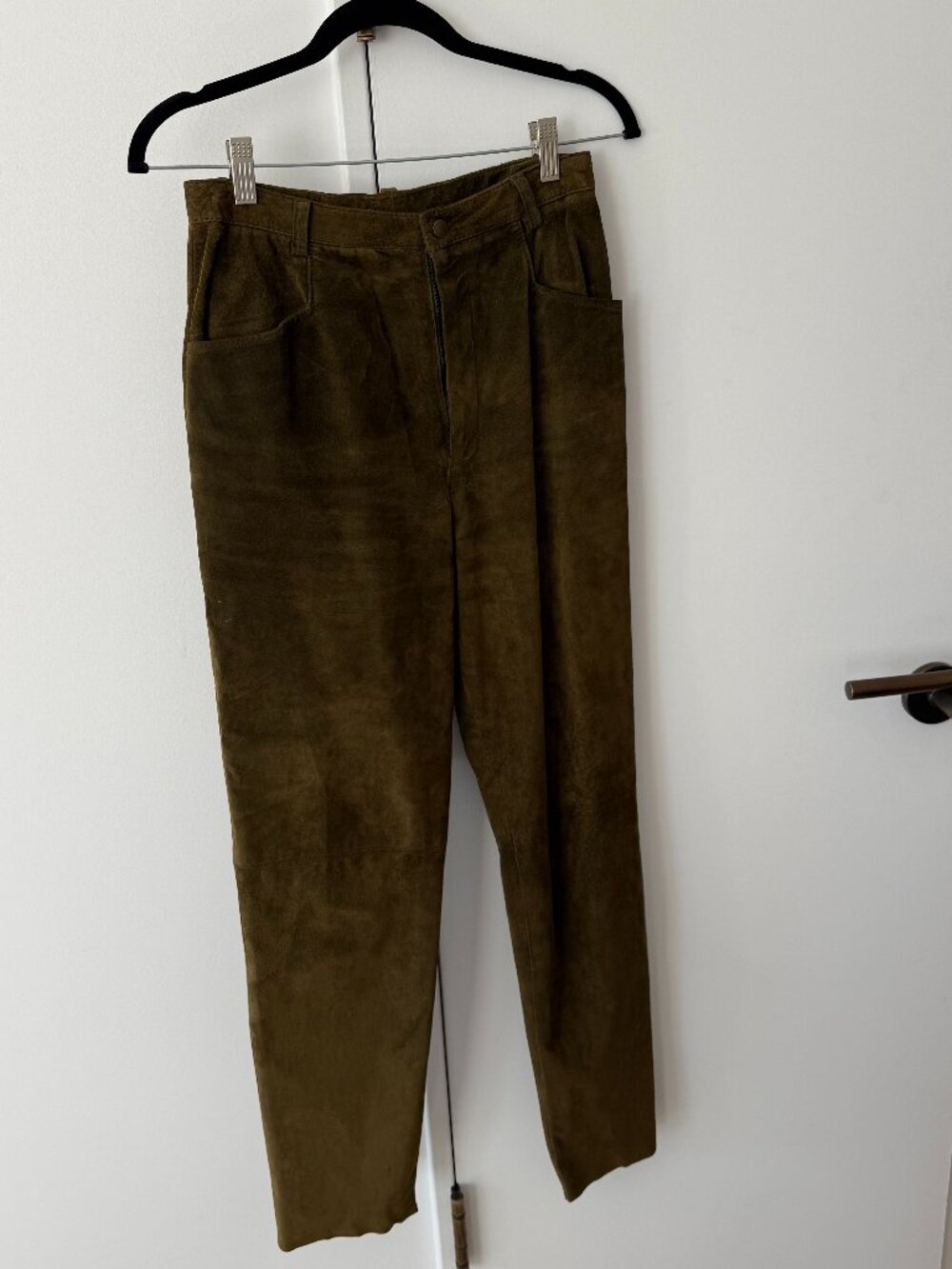 Vintage Ann Taylor Green Suede Leather Pants Size 6